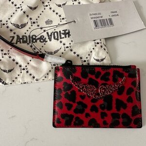 Zadig & Voltaire ZV PASS LEO Card Holder in Red and Black SOLD OUT $138